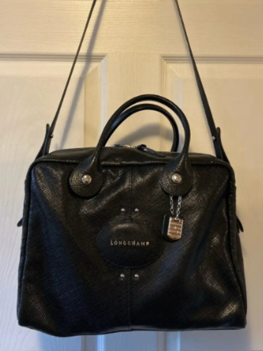 Longchamp collection black leather handbag